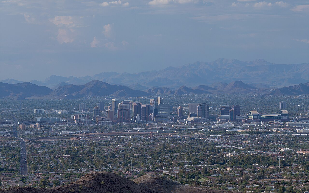 Phoenix business district skyline near the workshop
